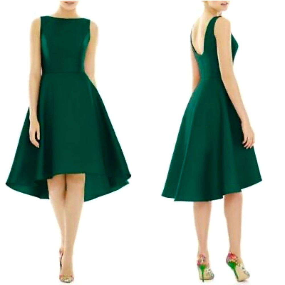 Alfred Sung Bateau Neck Satin Dress style D697